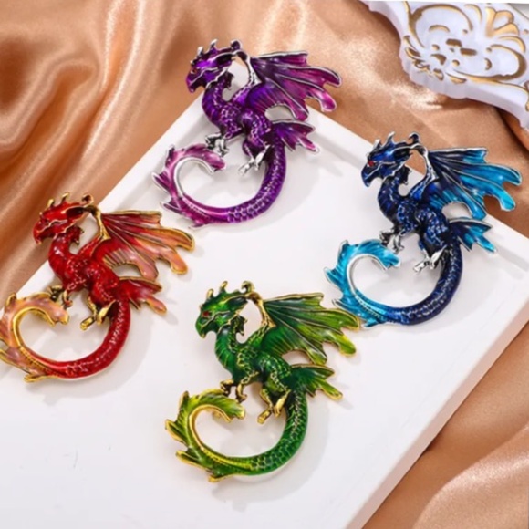 NIP Unique Dragon Pin Brooch in Either Blue or Green! You Pick 1! - Picture 1 of 5